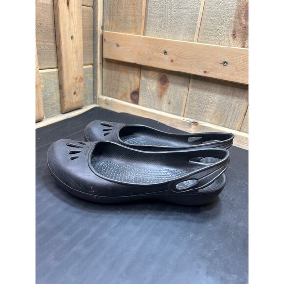 Crocs Womens Black Slip-On Flats With Cutout Design Size 6 - Picture 5 of 8